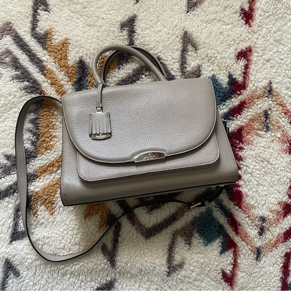 Kate Spade Taupe Mauve Pebbled Leather Satchel
